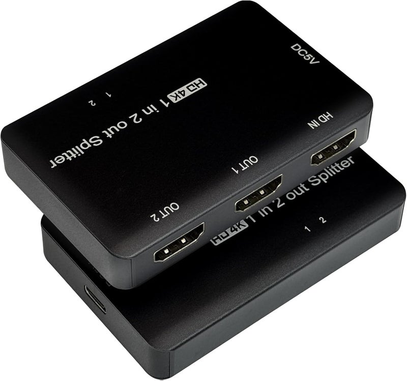 PAKLIMCN HDMI Splitter 1 in 2 Out, 1x2 HDMI Splitter 2 Port Adapter, 4Kx2K@60Hz 3D Full HD Distributor for PS4 Fire Stick HDTV (4K1in 2 Out) - Image 1
